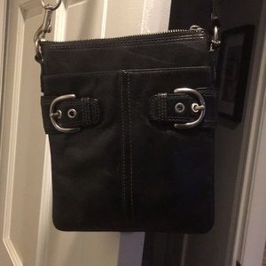Coach black leather cross body